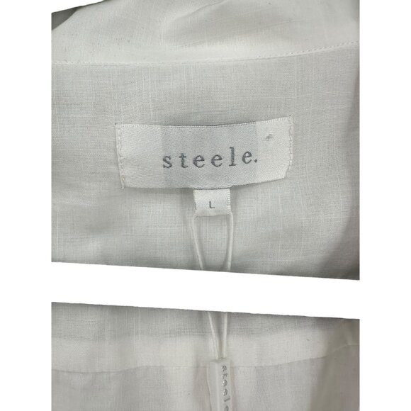 Steele Faux Wrap Ciper Dress Womens Size Large NWT Fairy Boho Peasant‎ White - Picture 2 of 14